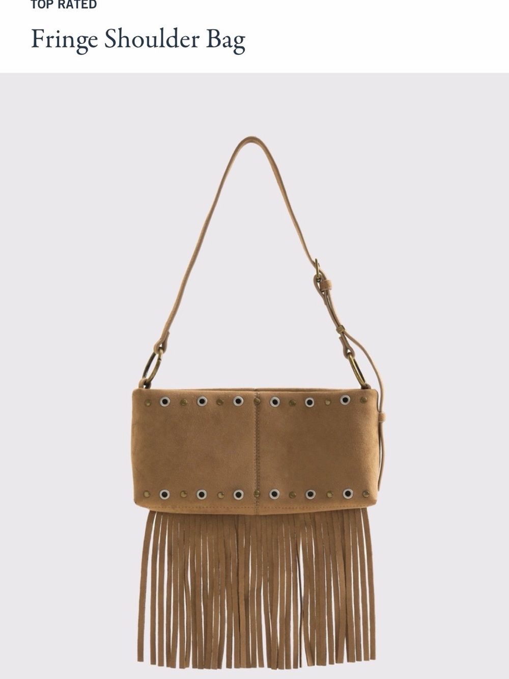 Abercrombie & Fitch Tan Suede Fringe Shoulder Bag with Eyelets